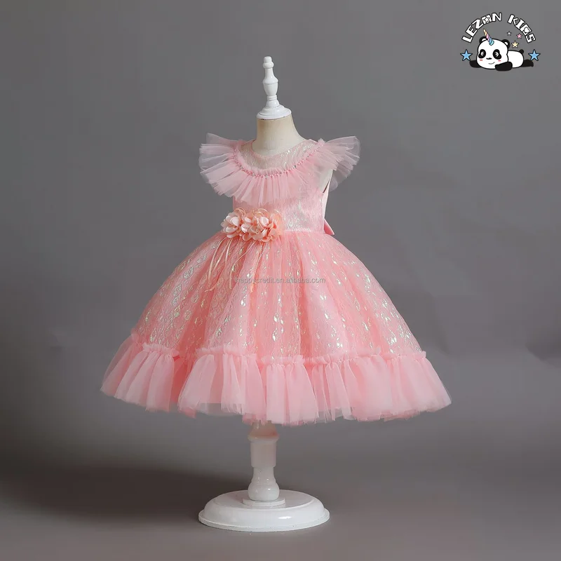 LEZONKIDS - New Children's Clothes Fluorescent Children's Clothing Jacquard Birthday Princess Dress for Little Girl